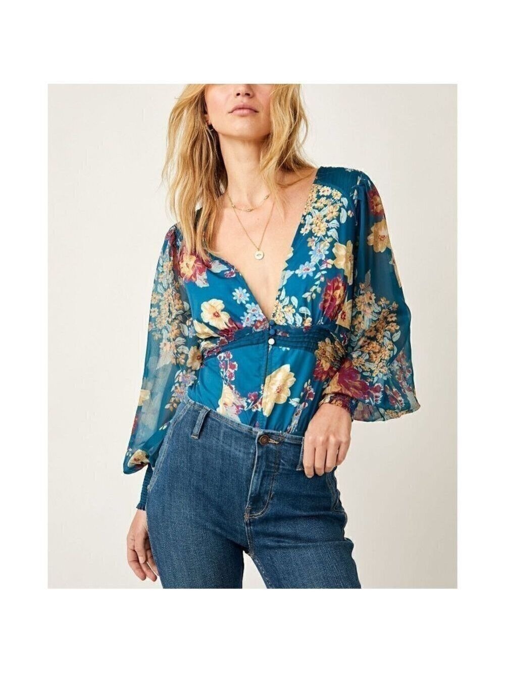 FREE PEOPLE Wanderlust Bodysuit / Jade Combo - Picture 3 of 7